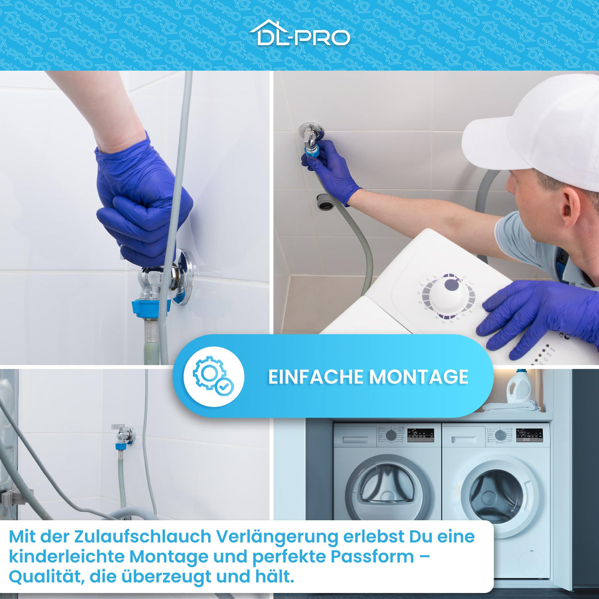 DL-pro 3,5m Zulaufschlauch Verlängerung für Waschmaschine und Spülmaschine - UNIVERSELL - [ROBUST & DICHT] - Für alle gängigen Modelle - Waschmaschinenschlauch Verlängerung - Größe wählen