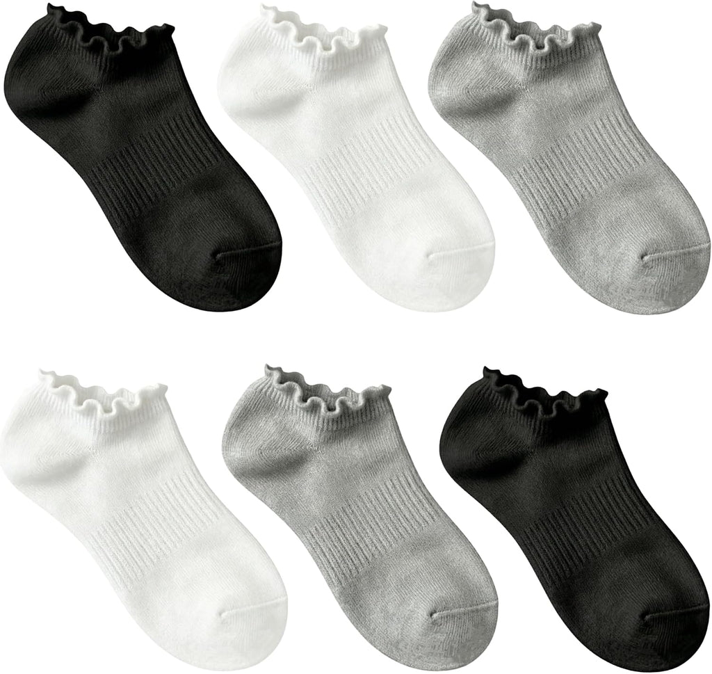 6 Pairs No Show Socks for Women Ruffle Socks Cute Ankle Socks