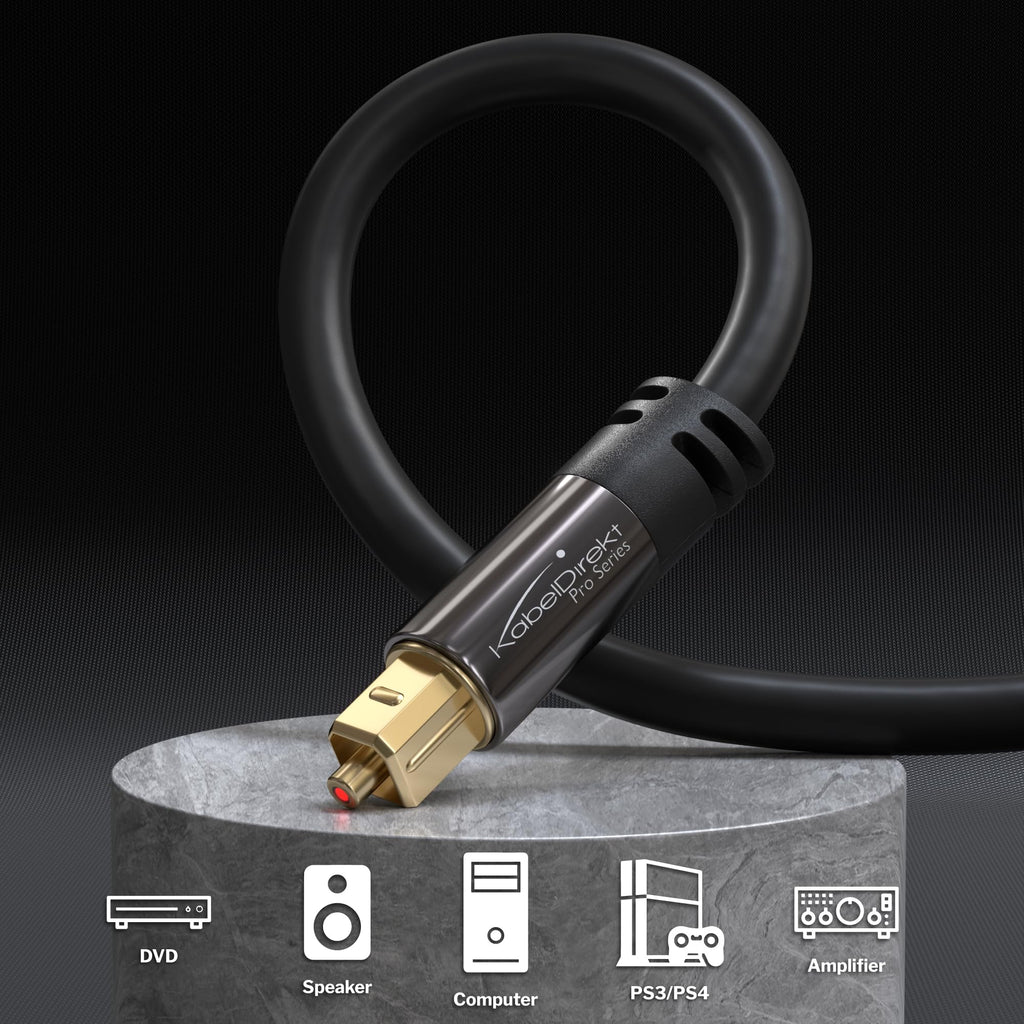 TOSLINK Kabel, Optisches Audiokabel - 10 m langes Glasfaserkabel für Soundbars (Digital S/PDIF, Stereoanlagen/Verstärker/Verstärker, Heimkino, Xbox One/PS4) - CableDirect