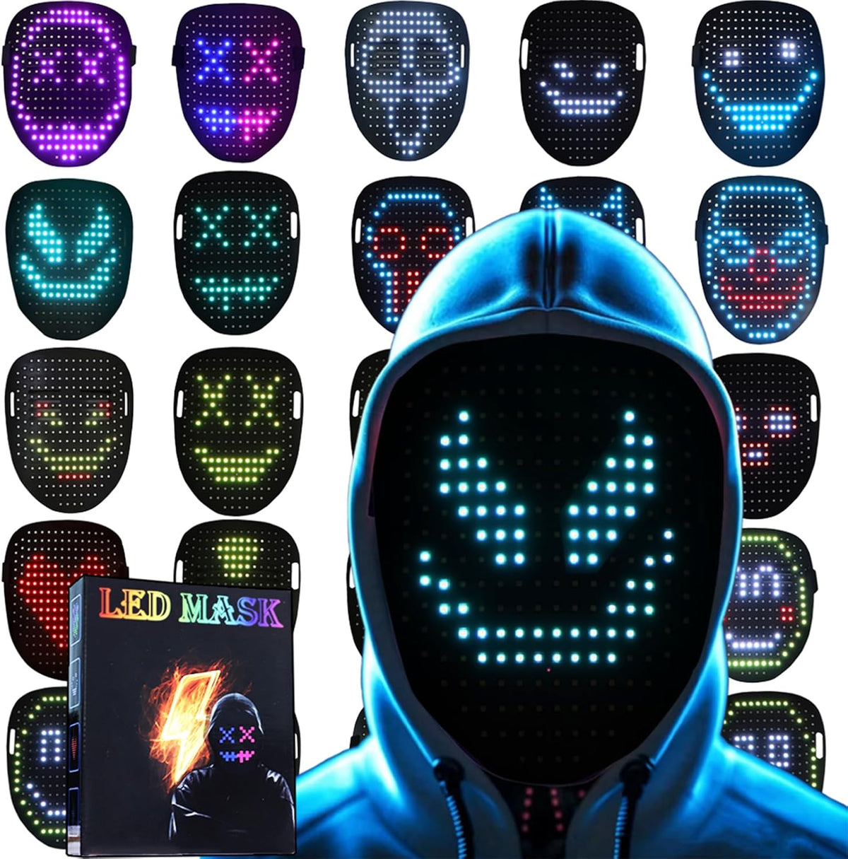 JDBMAOYE LED Light Up Mask with Gesture Sensing,Perfect Gifts for Teen Boys