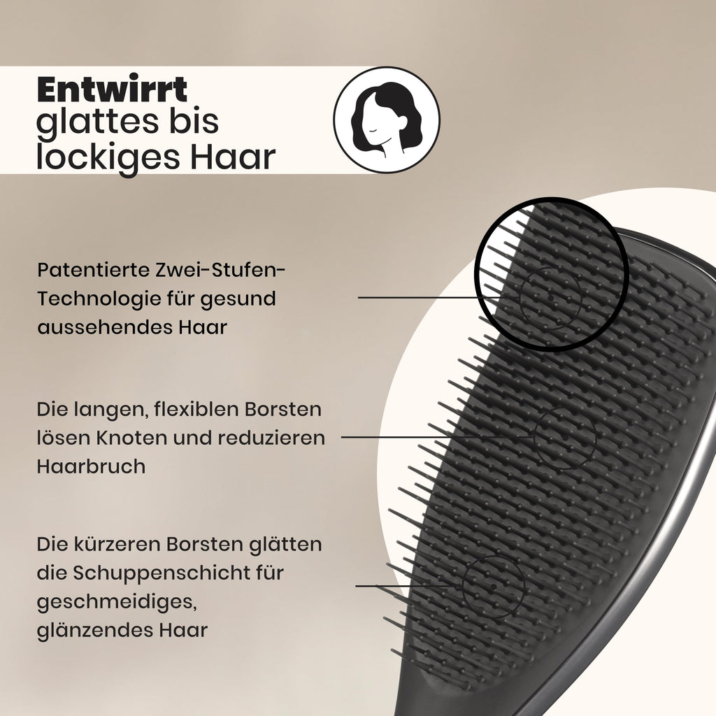 Tangle Teezer Ultimate Detangler Haarbürste – Nasses & Trockenes Haar – Entwirrungsbürste für Alle Haartypen – Zweistufige Borsten Reduzieren Haarbruch & Knoten – Champagner Gold mit Chrom-Finish