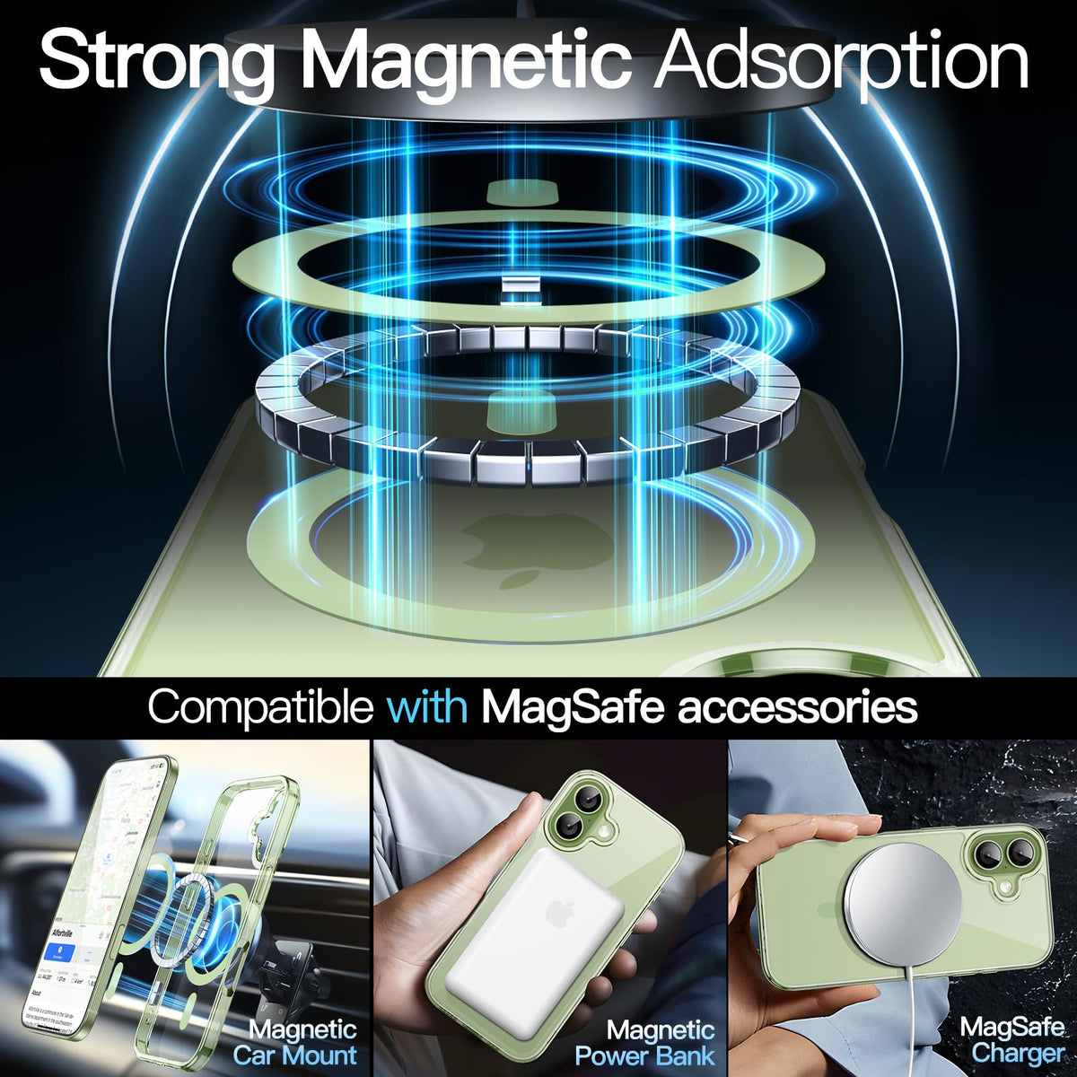 JETech Magnetische Hülle für iPhone 17, Durchsichtig