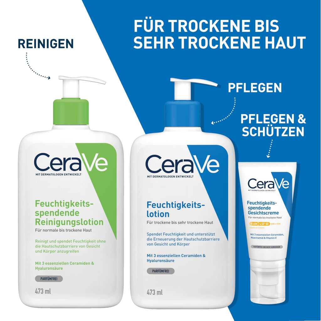 CeraVe Feuchtigkeitslotion für trockene Haut, Körper & Gesicht