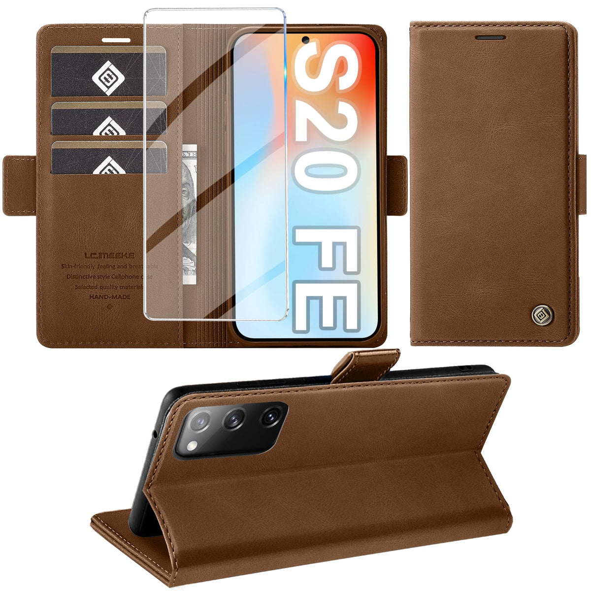 Giyer Handyhülle für Samsung Galaxy S24 5G Hülle mit Schutzfolie, Schutzhülle Galaxy S24 5G PU-Leder Wallet Flip Case Standfunktion Kartenfach Klapphülle für Samsung S24 5G Full Cover (Grün)