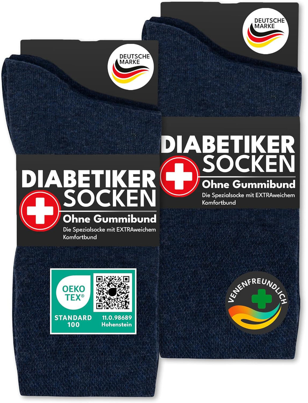 sockenkauf24 Diabetikersocken ohne Gummi & ohne Naht 97% Baumwolle (6 Paar) Diabetiker Socken mit Komfortbund für Damen & Herren