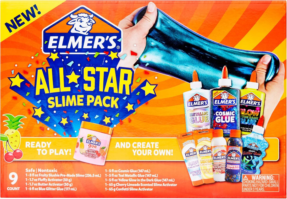 Elmer's Color Rush Slime-Set, enthält Flüssigkleber und Aktivator, für farbwechselnden Schleim, im Dunkeln leuchtenden Schleim, Butter-Slime und mehr, 10-teiliges Set – Perfekt für Geburtstagsfeiern, als Geschenkidee, Beschäftigung für Kinder