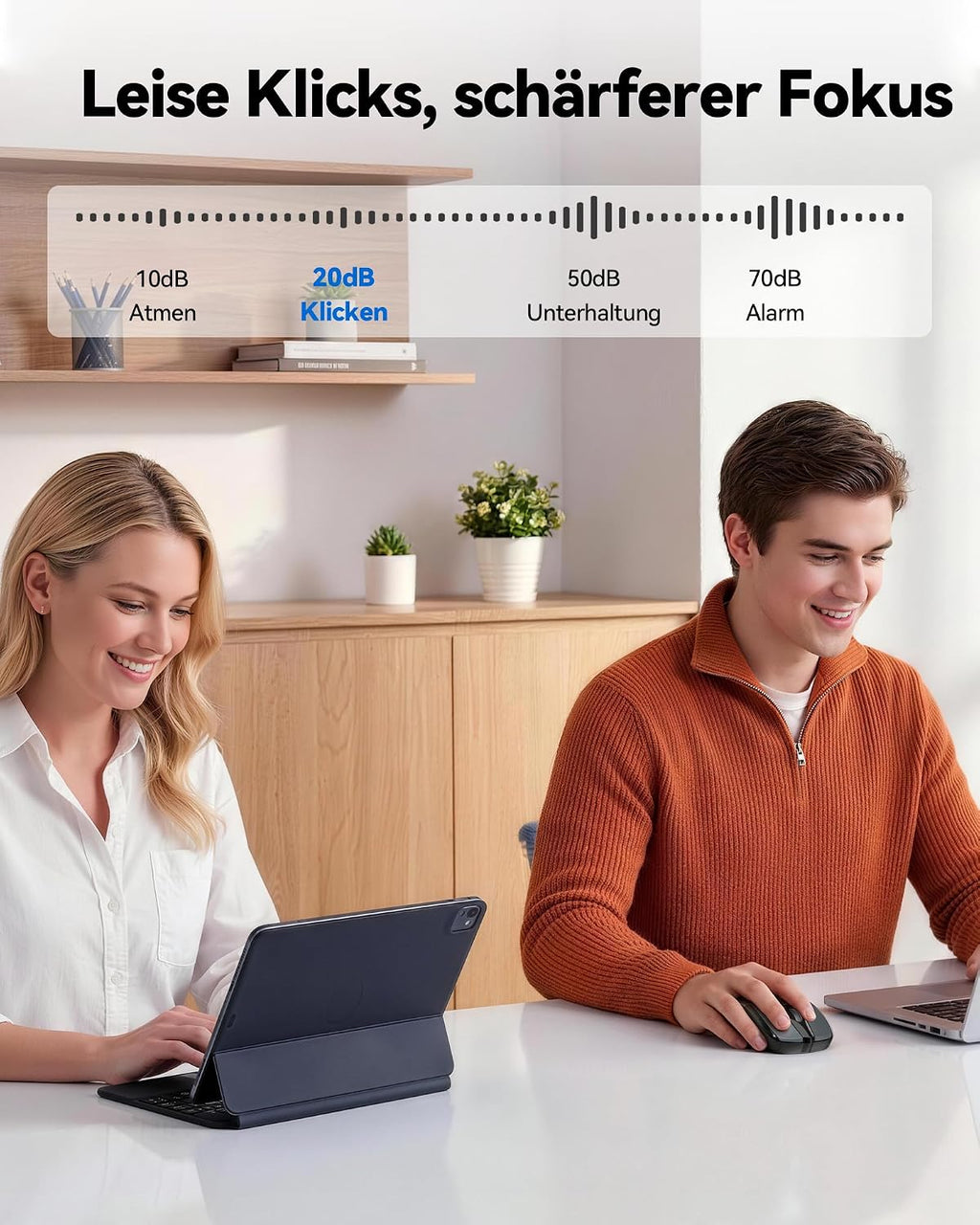 TECKNET Kabellose Maus, 2.4G Optische Funkmaus mit USB Empfänger, Grau