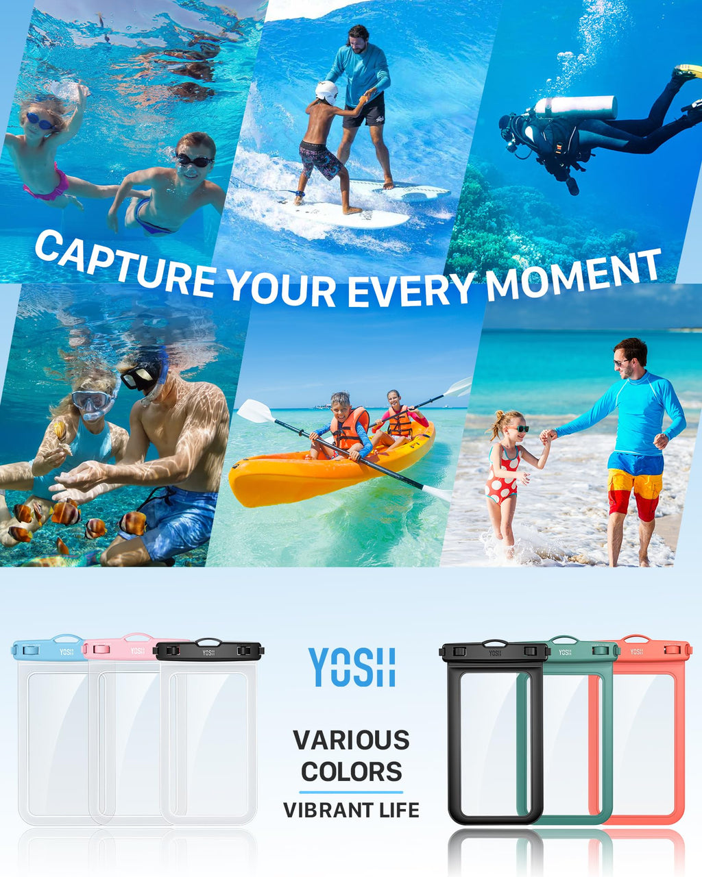 YOSH wasserdichte Handyhülle [Schwimmende & Nahtloser] 2 STK., bis zu 7,5"