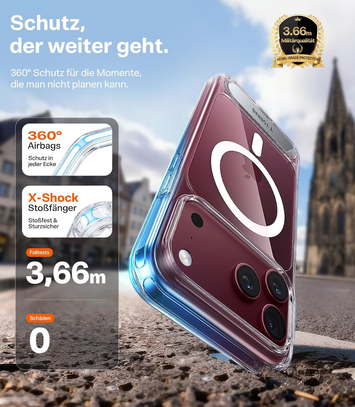 TORRAS Ostand L1 Hülle für iPhone 16 Pro für MagSafe Case, Schwarz