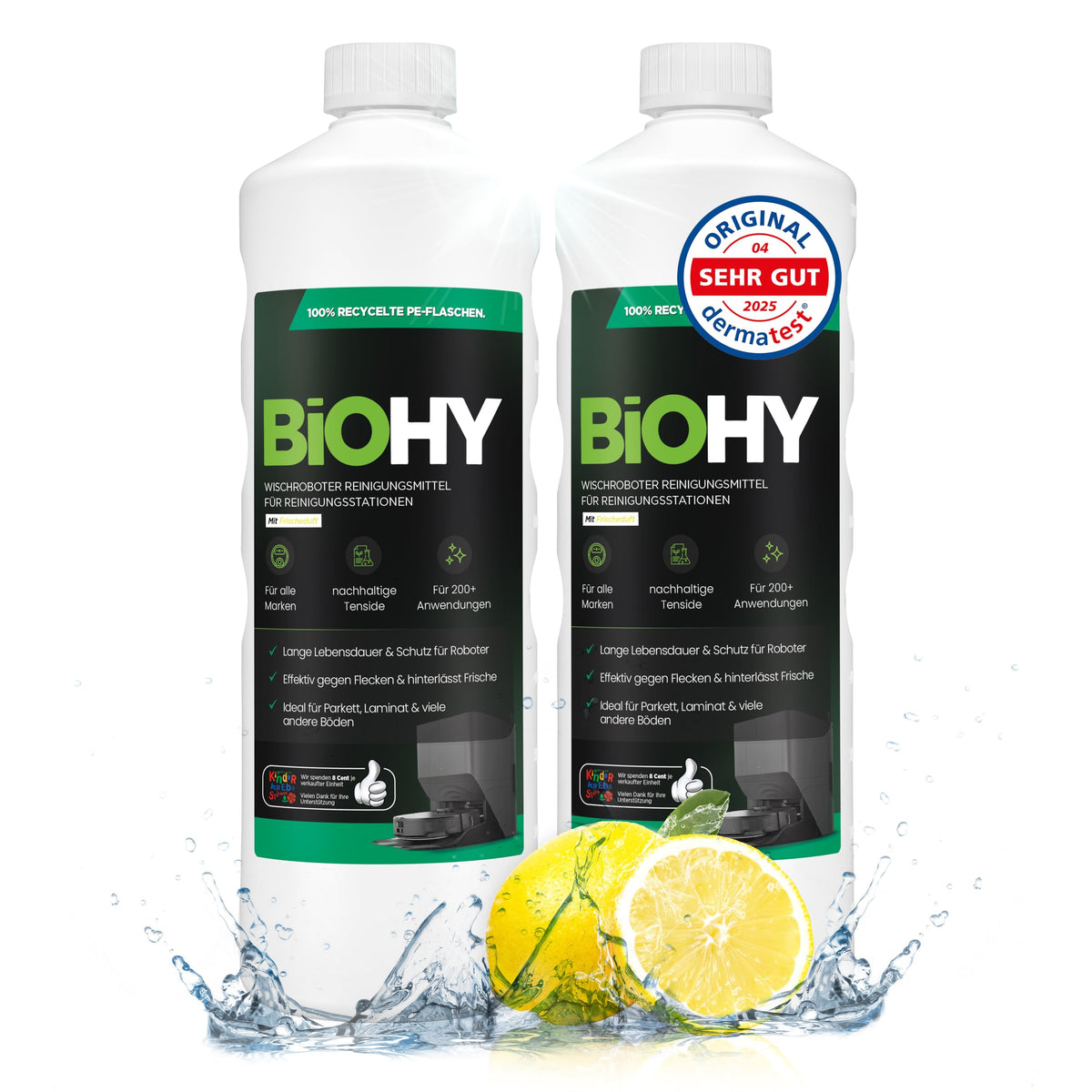 BiOHY Wischroboter Reiniger für Station mit Orangenduft (2 x 1 Liter)