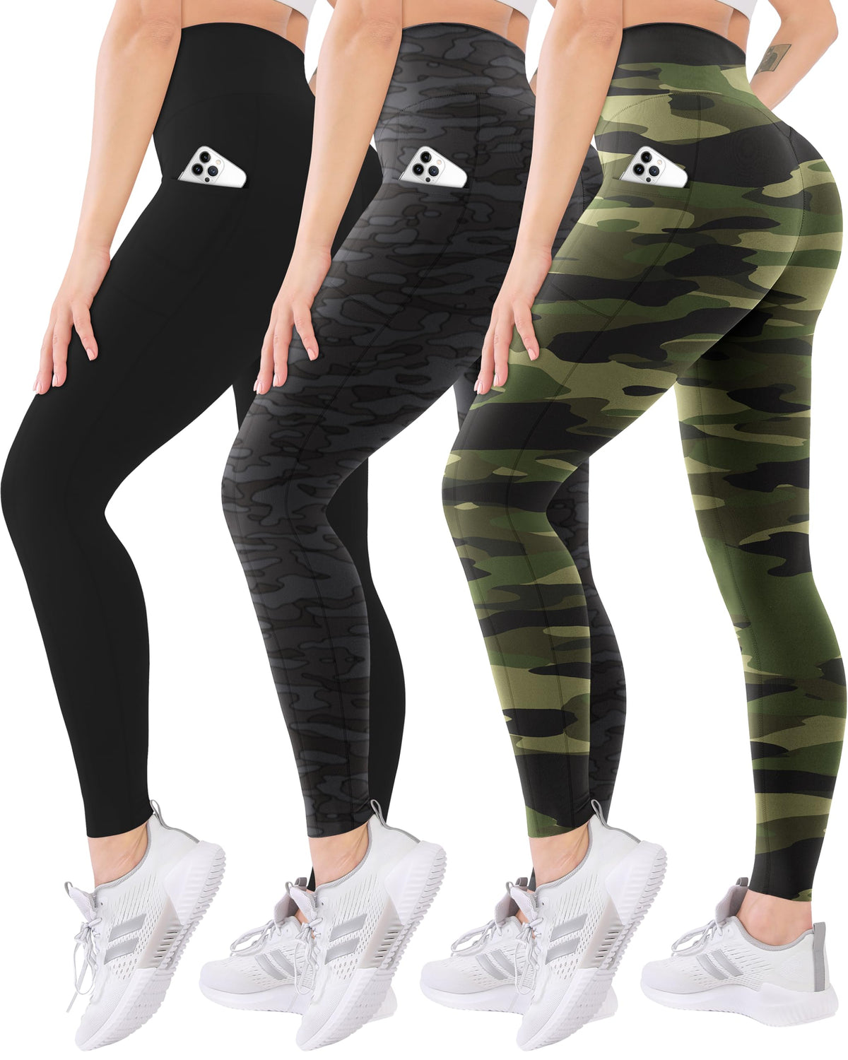 Blisset 3 Pack High Waisted Leggings for Women with Pockets Soft Active Compression Pants for Yoga Running & Daily Wear