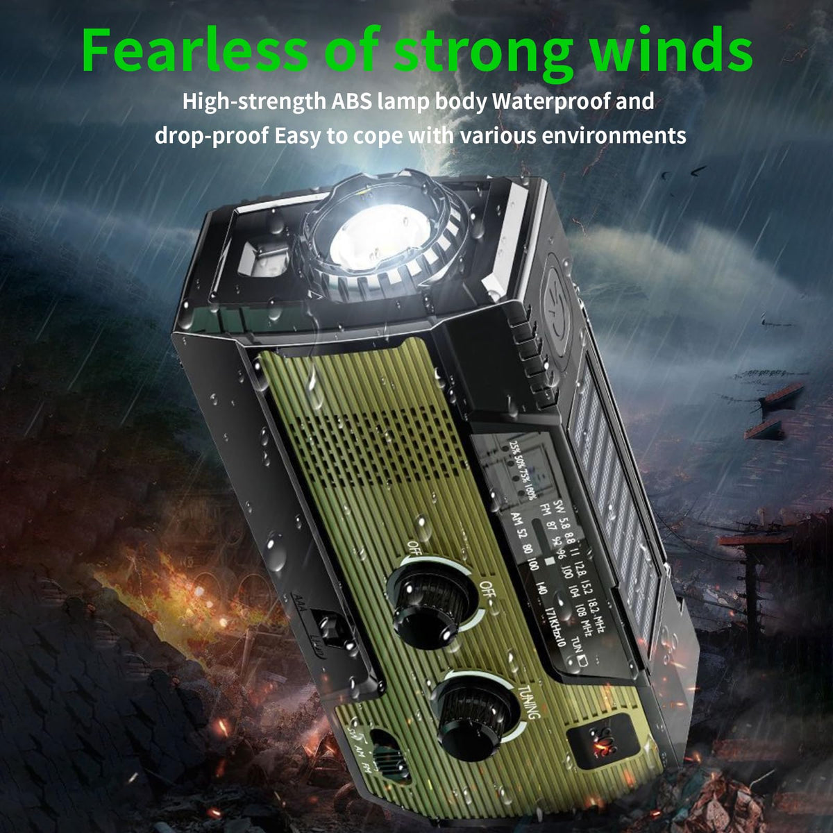Notfall-Solarradio,Solarbaby Selbstbetriebenes Kurbelradio mit LED-Taschenlampe, SOS-Alarm,AM/FM Wetter Wind Up Radio mit 2000mAh Akku für Notladung von Smartphone,(Rod)