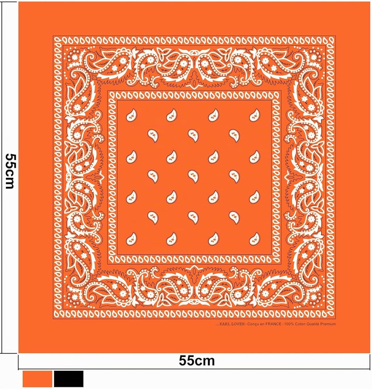 Bandana 100% Coton Qualité Premium - Epaisseur Supérieure - 20 Couleurs Exclusives - Motif Paisley
