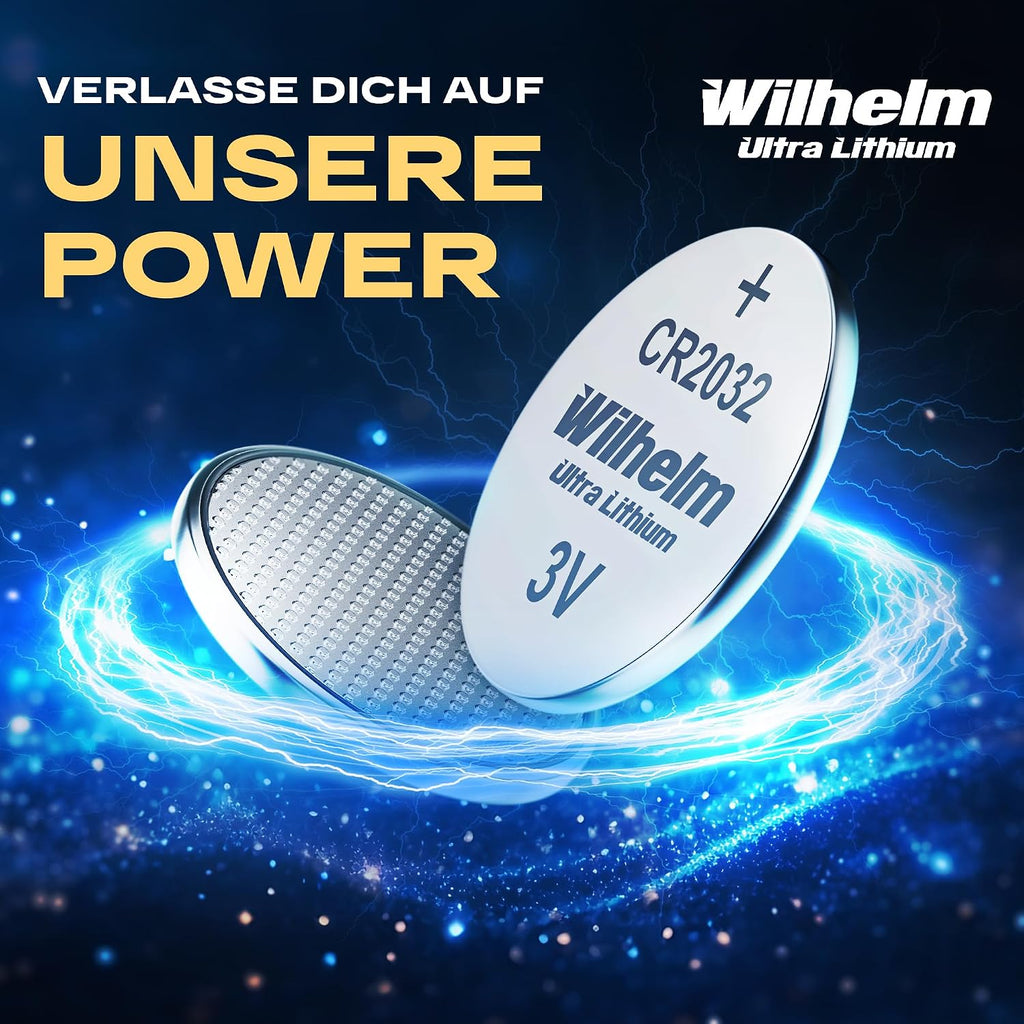 Wilhelm CR2032 Lithium Knopfzellen Batterien 3V CR 2032 – 100 Stück
