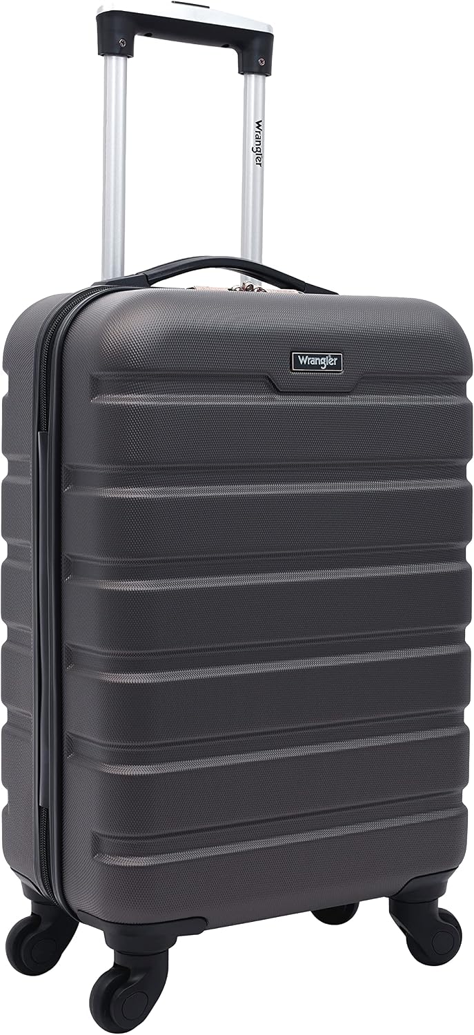 Wrangler 22" Hardside Spinner Carry-On Luggage, Charcoal