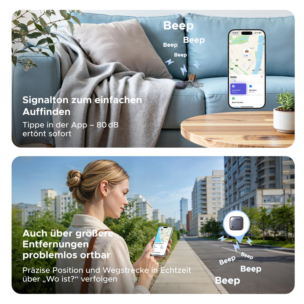 UGREEN FineTrack (4er Pack) Tracker kompatibel mit Apple Find My (nur iOS)