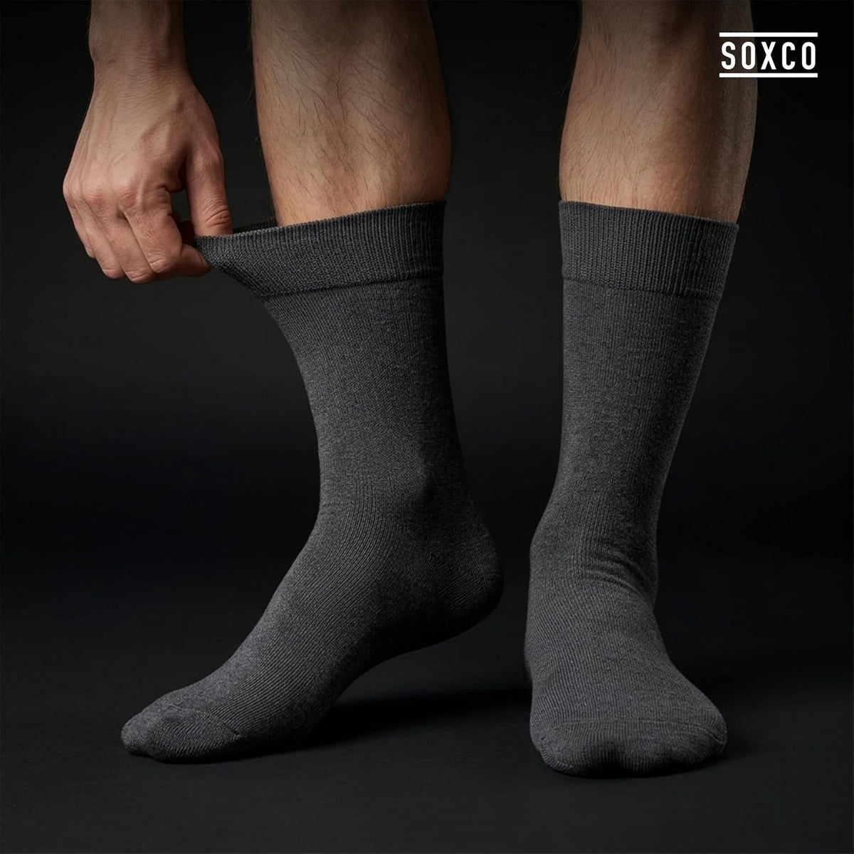 SOXCO Lot de 12 paires de chaussettes homme | Chaussettes habillées mi-mollet riches en coton | Tissu respirant idéales pour le travail et le quotidien | Noir, Blanc, Gris, Bleu Marine