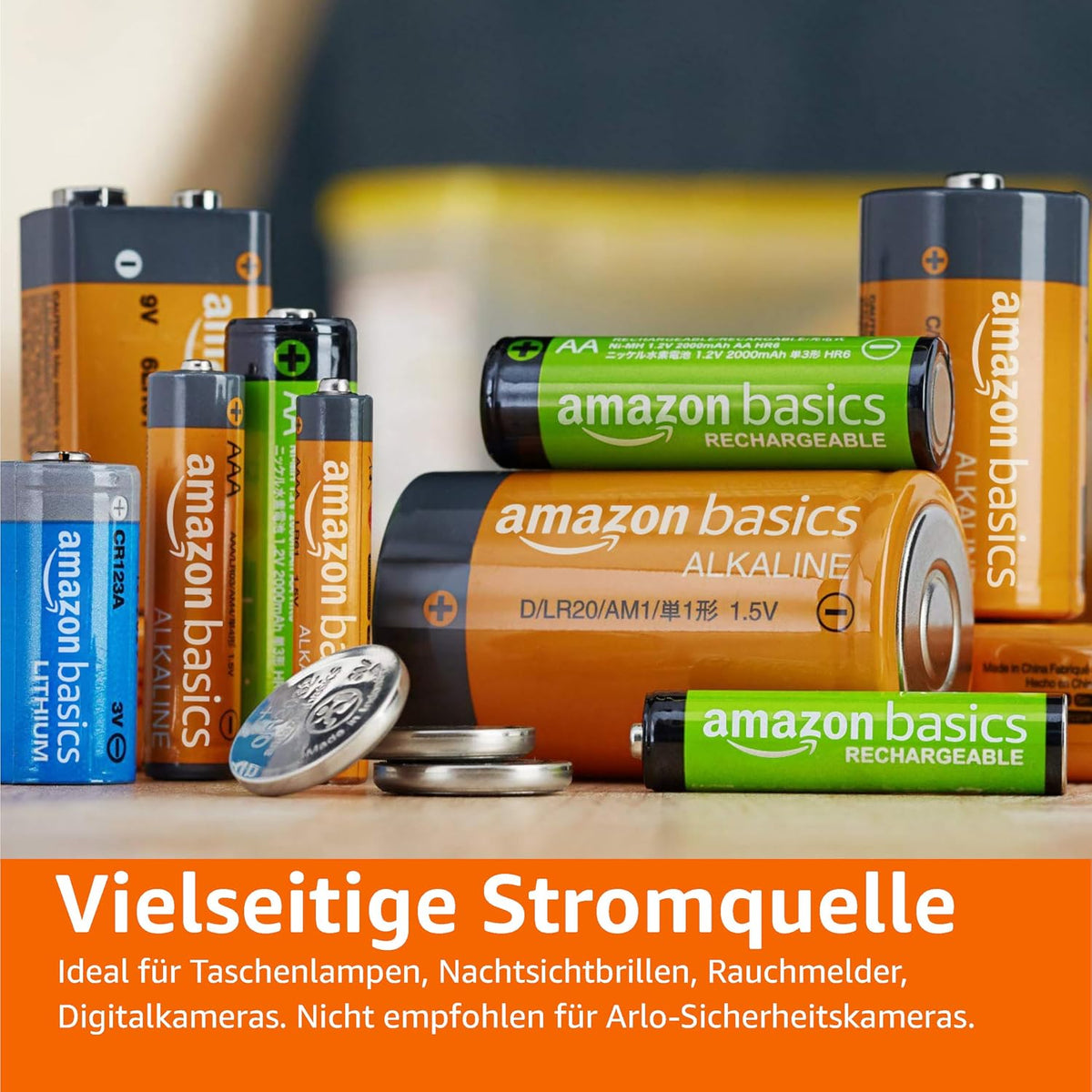 Amazon Basics CR123A Lithium-Batterien, 3 V, 10 Jahre lagerfähig, 10 Stück