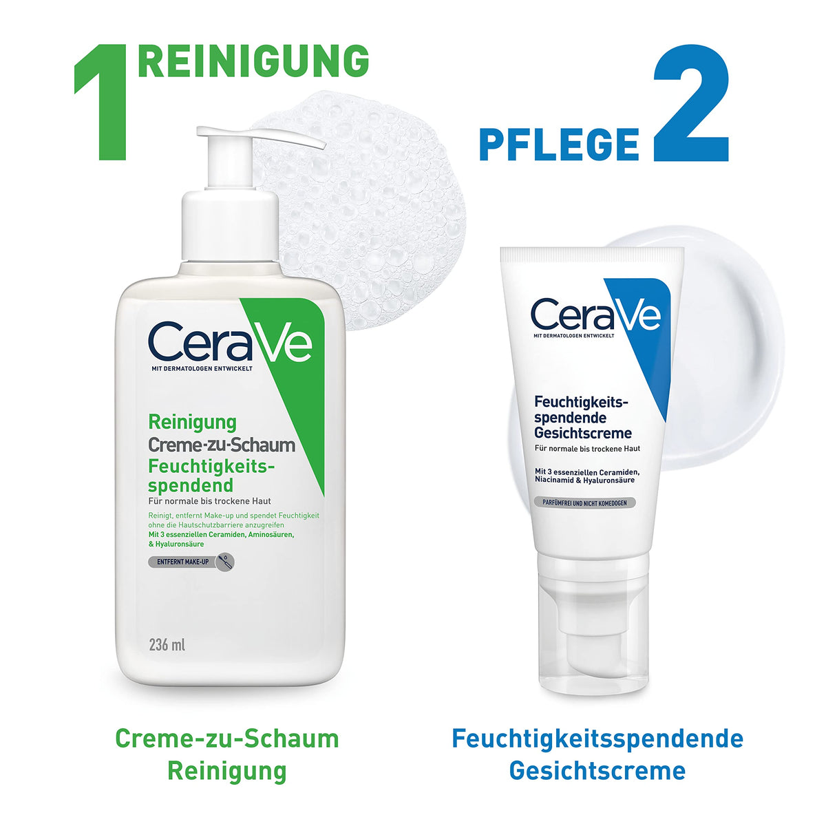 CeraVe Feuchtigkeitsspendende Gesichtscreme für normale bis trockene Haut, Ultraleichte Formel, Mit Hyaluron, Niacinamid und 3 essenziellen Ceramiden