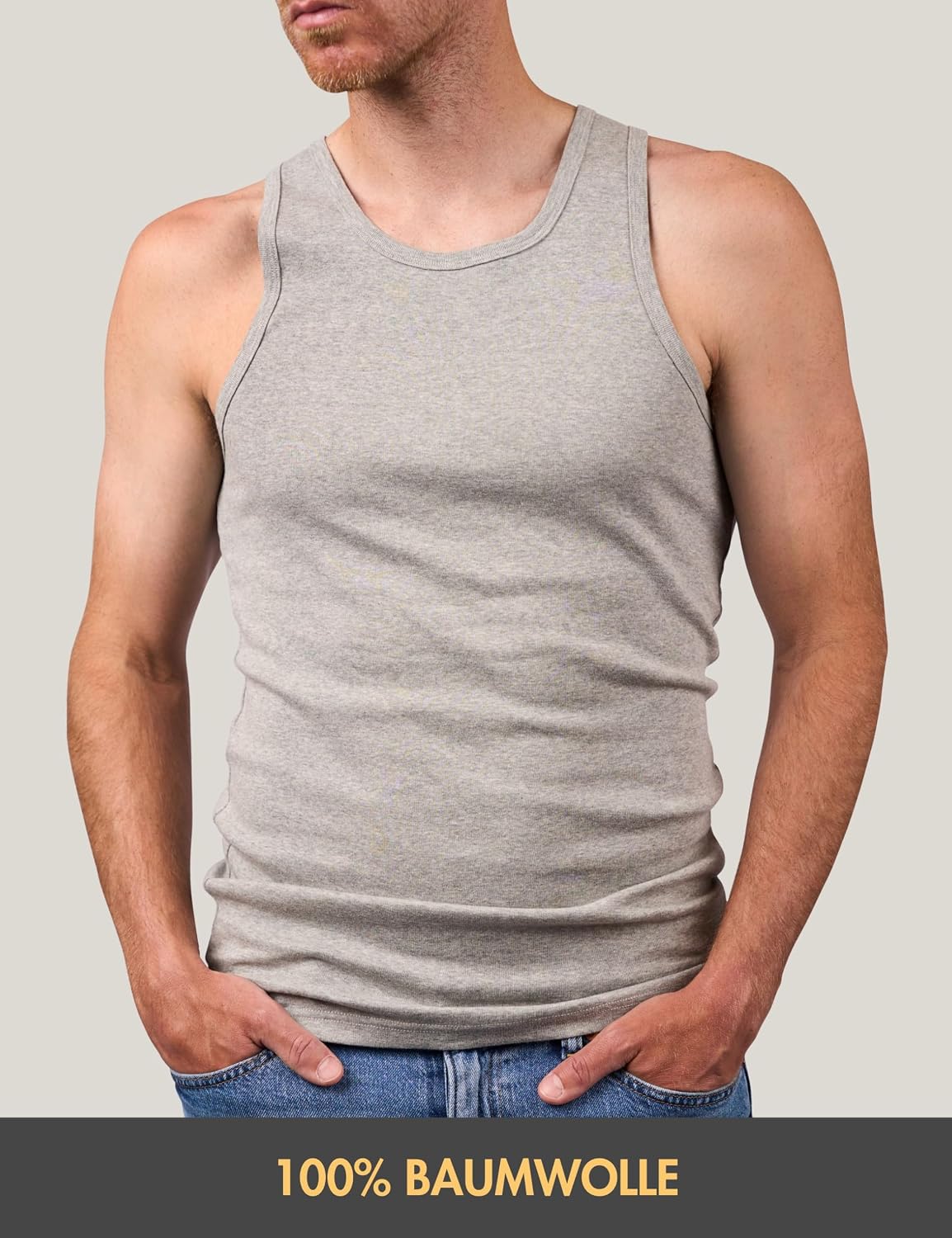 Basic Treasure 5er Pack Unterhemd Herren 100% Baumwolle, Tank Top