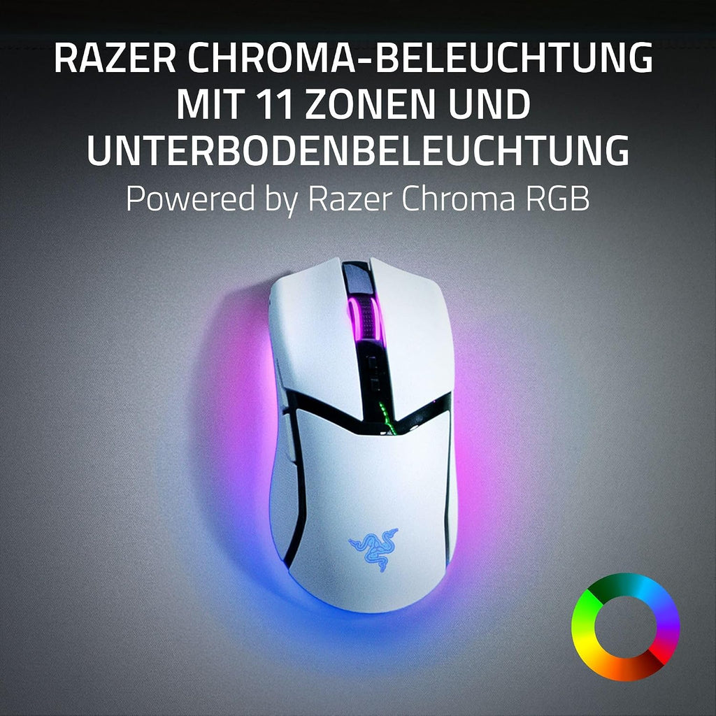 Razer Cobra Pro - kabellose Gaming-Maus mit RGB - Optischer Focus Pro Sensor mit 30K DPI (10 Anpassbare Tasten, HyperSpeed Wireless Polling 8K Hz, Bluetooth, Chroma-Beleuchtung mit 11 Zonen) Weiß