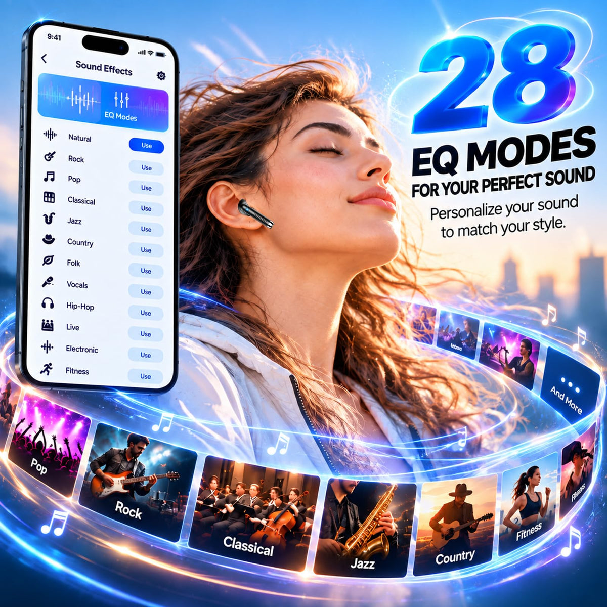Drsaec Bluetooth Kopfhörer, In Ear Kopfhörer Kabellos Bluetooth 5.4