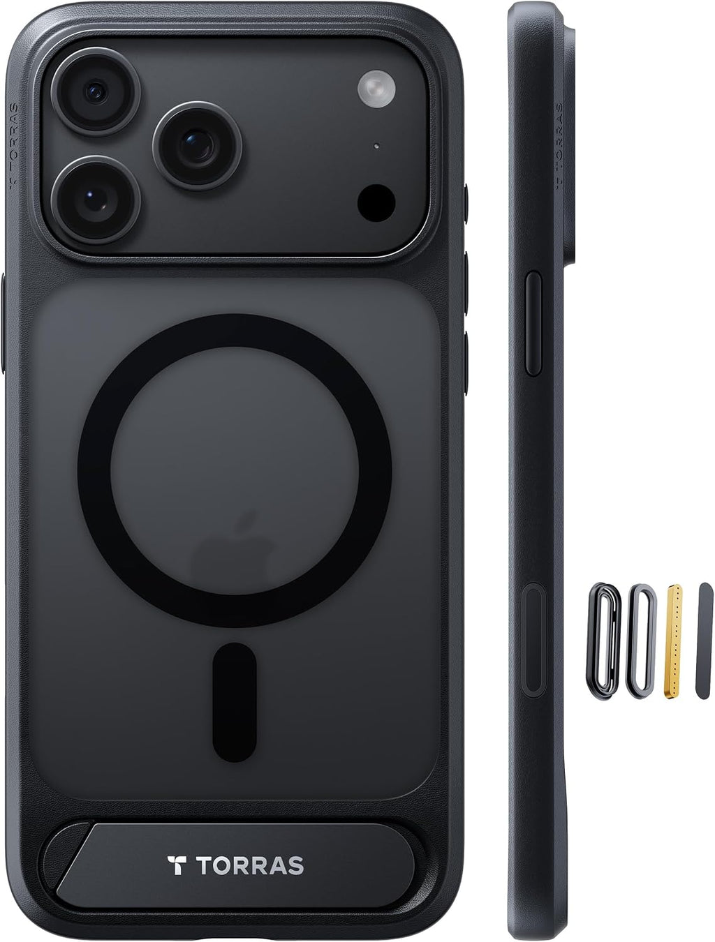 TORRAS Ostand L1 Hülle für iPhone 16 Pro für MagSafe Case, Schwarz