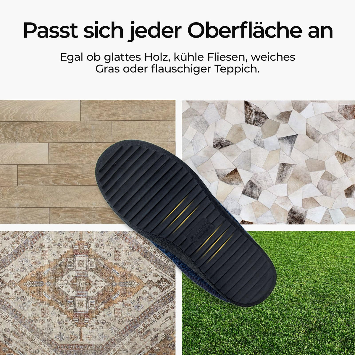 MERRIMAC Herren Hausschuhe Memory-Schaum Rutschfest Bequem