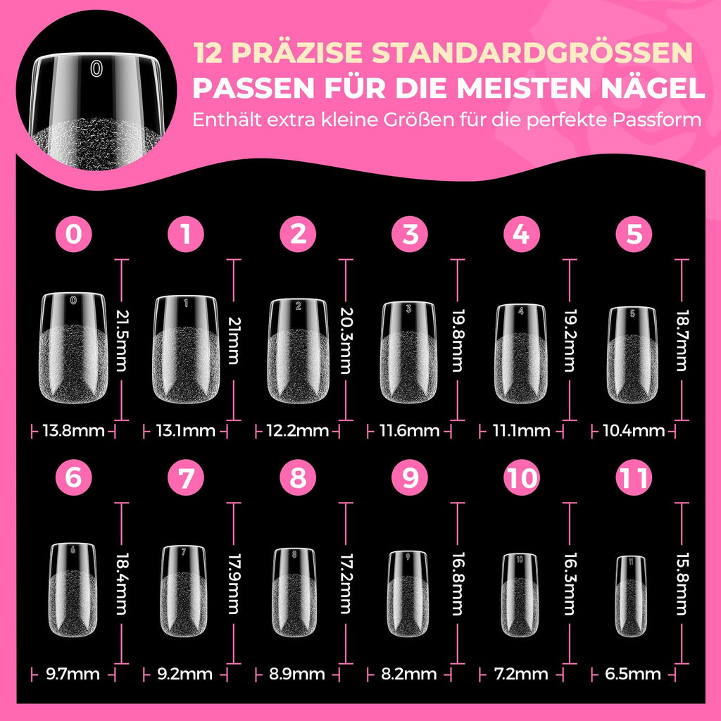 UNA GELLA Kurze Mandel Nail Tips 504 Stück