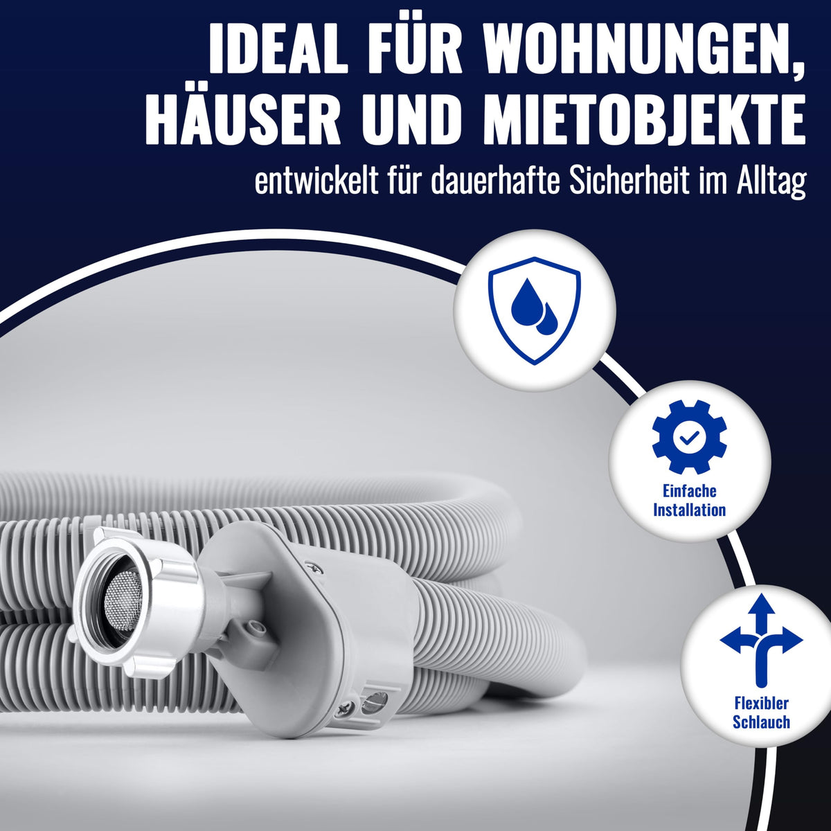 Poppstar 2,5m Waschmaschinenschlauch (Aquastop Schlauch für Waschmaschine, Spülmaschine), 3/4 Zoll Anschluss