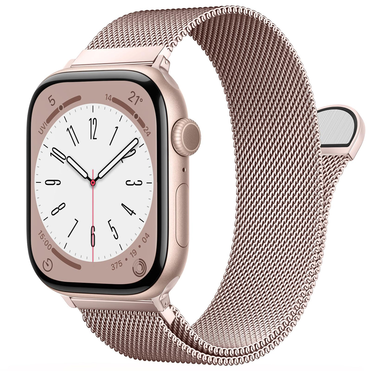 OULUOQI Edelstahl Milanaise Armband für Apple Watch 44mm 46mm 45mm 49mm