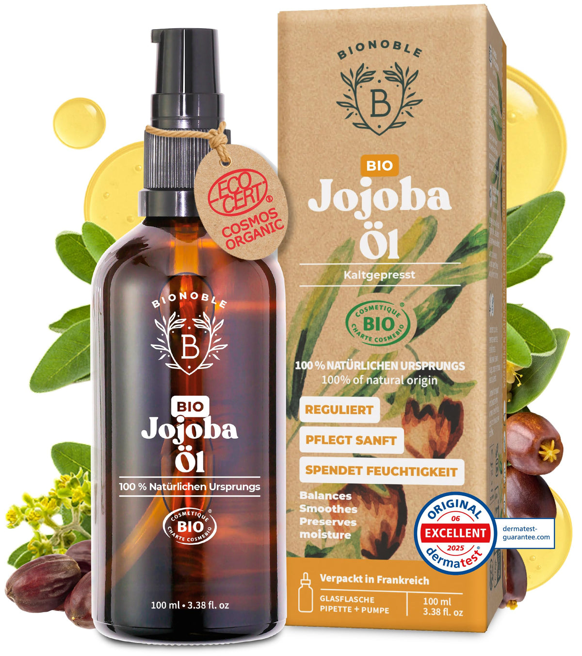 BIONOBLE Arganöl Bio Kaltgepresst - Haare, Gesicht, Haut - Marokko - 50ml