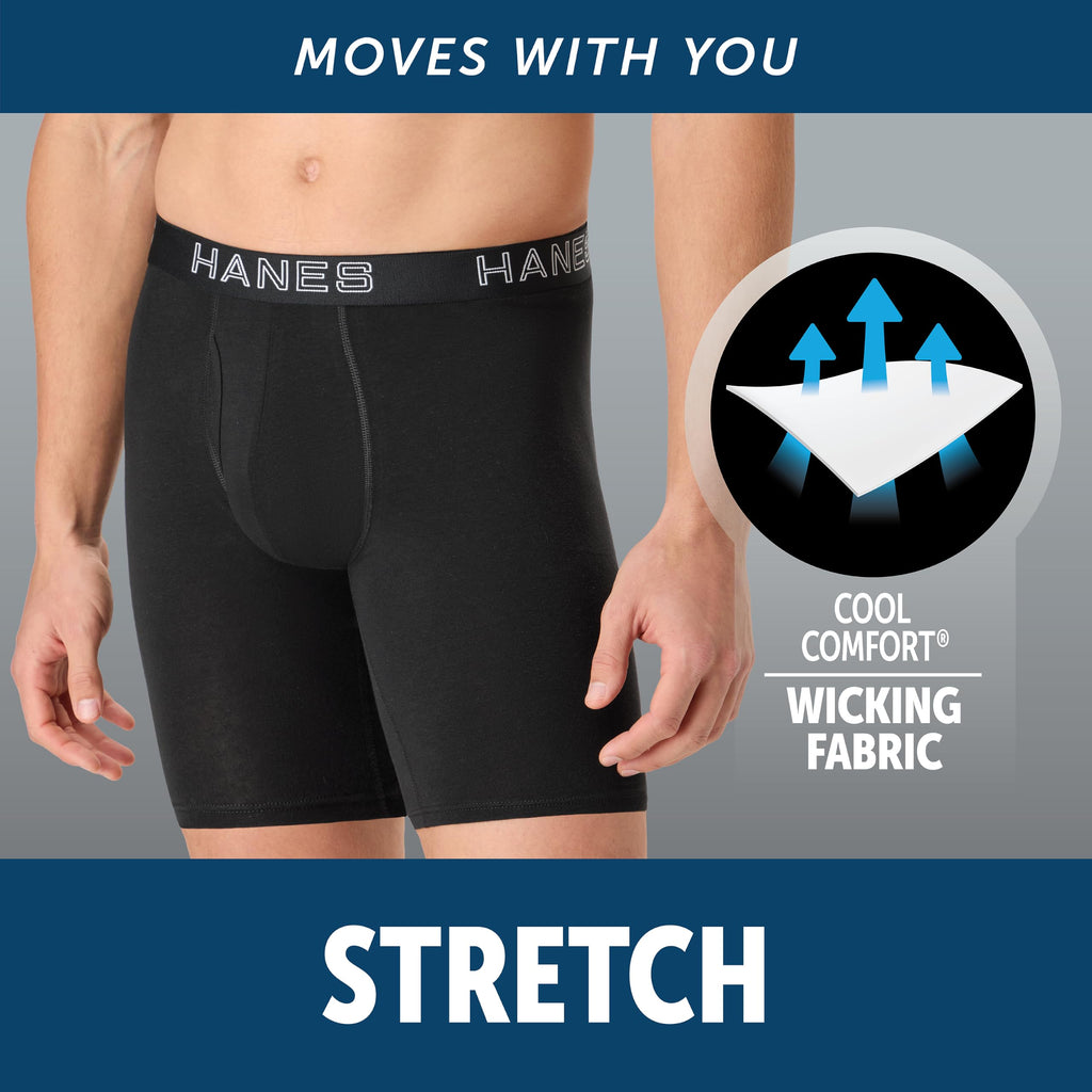 Hanes Men's Boxer Brief Underwear Pack, Stretch Cotton Boxer Briefs for Men, Moisture-wicking, 6-pack