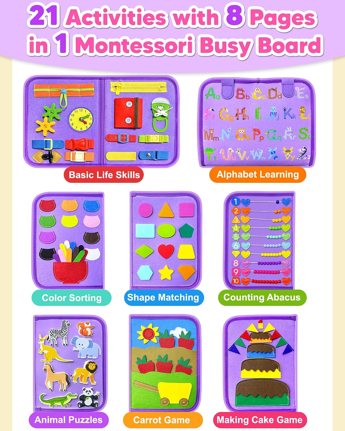 Exorany Busy Board Montessori Toys for Toddler Boy Girl Gifts Busy Book