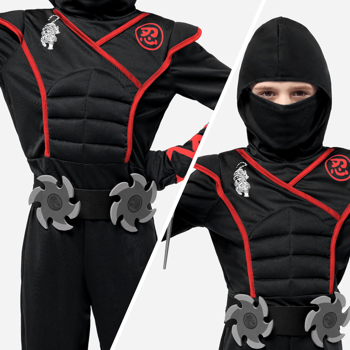 Spooktacular Creations Halloween Ninja Costume, Ninja Outfit Set for Kids, Halloween Costumes for Boys Dress Up Party