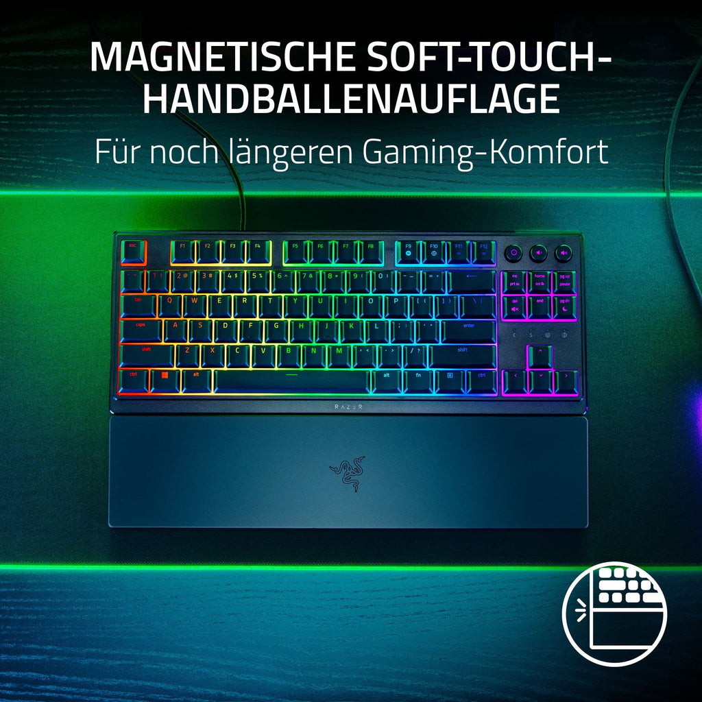 Razer Ornata V3 X - Flache Membran-Tastatur mit Chroma RGB (Lautlose Membran-Switches, Ergonomische Handballenauflage, Tastenkappen Anti-UV-Beschichtung) QWERTZ DE-Layout | Schwarz