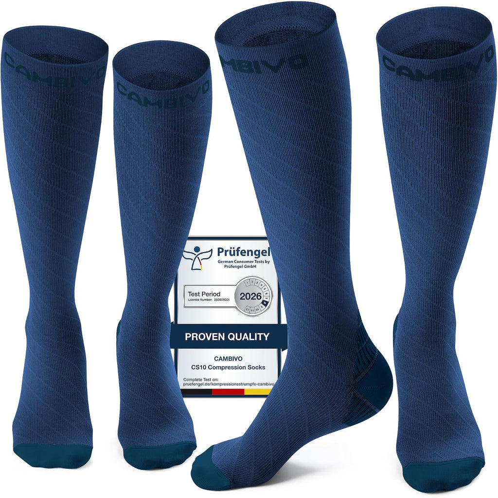 CAMBIVO Compression Socks for Women & Men 2 Pairs, Travel Flight Socks