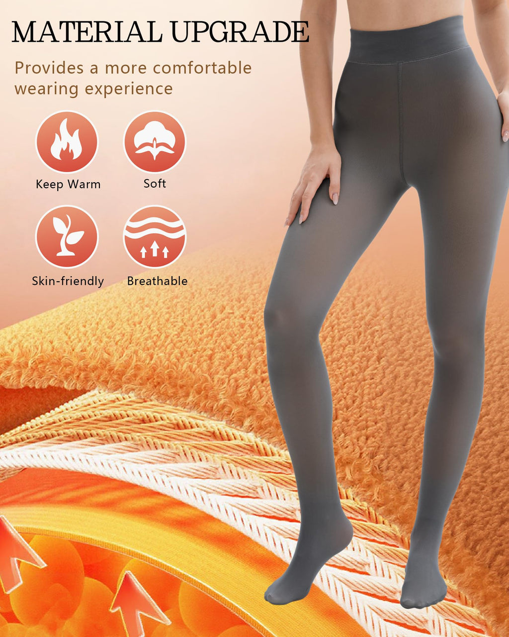 HONGTEYA 2 Pairs Fleece Lined Tights Women - Warm Sheer Pantyhose Fake Translucent Tights Winter Thermal Leggings