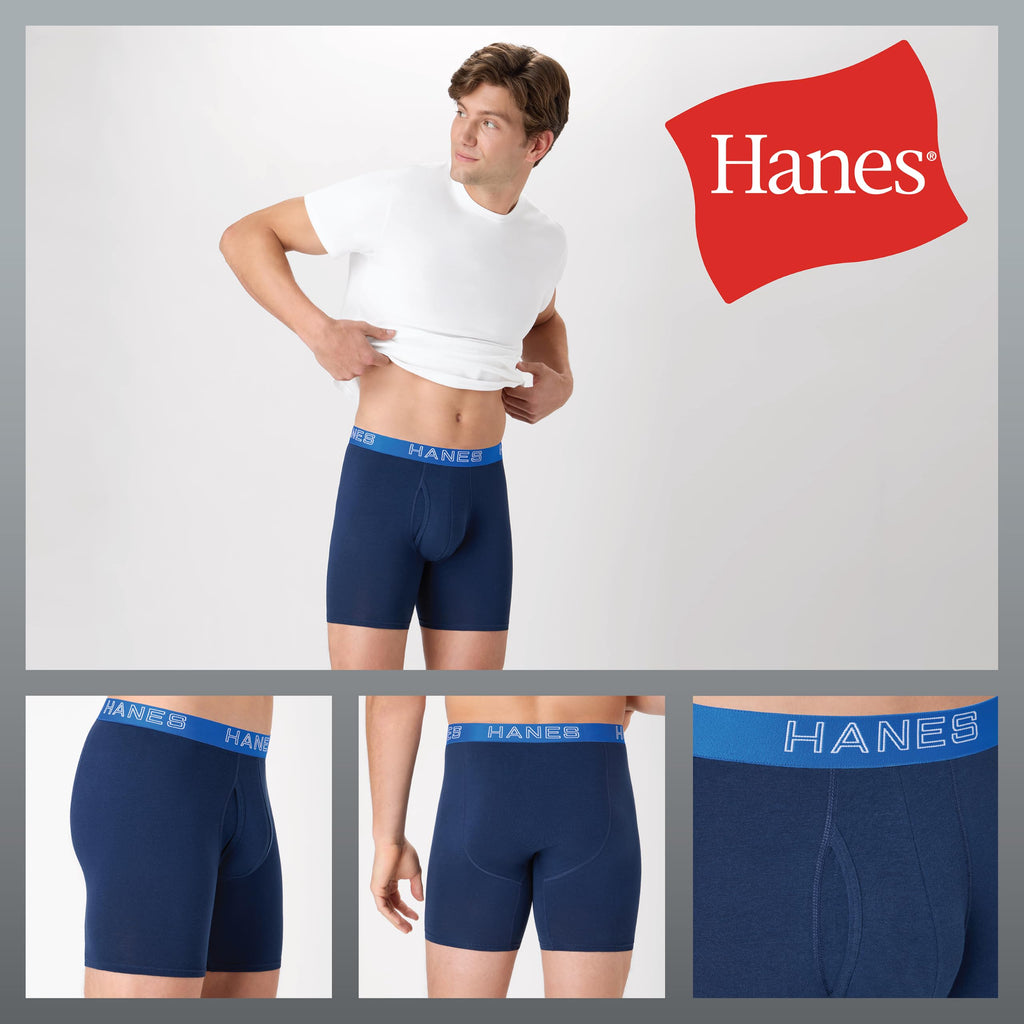 Hanes Men's Boxer Brief Underwear Pack, Stretch Cotton Boxer Briefs for Men, Moisture-wicking, 6-pack