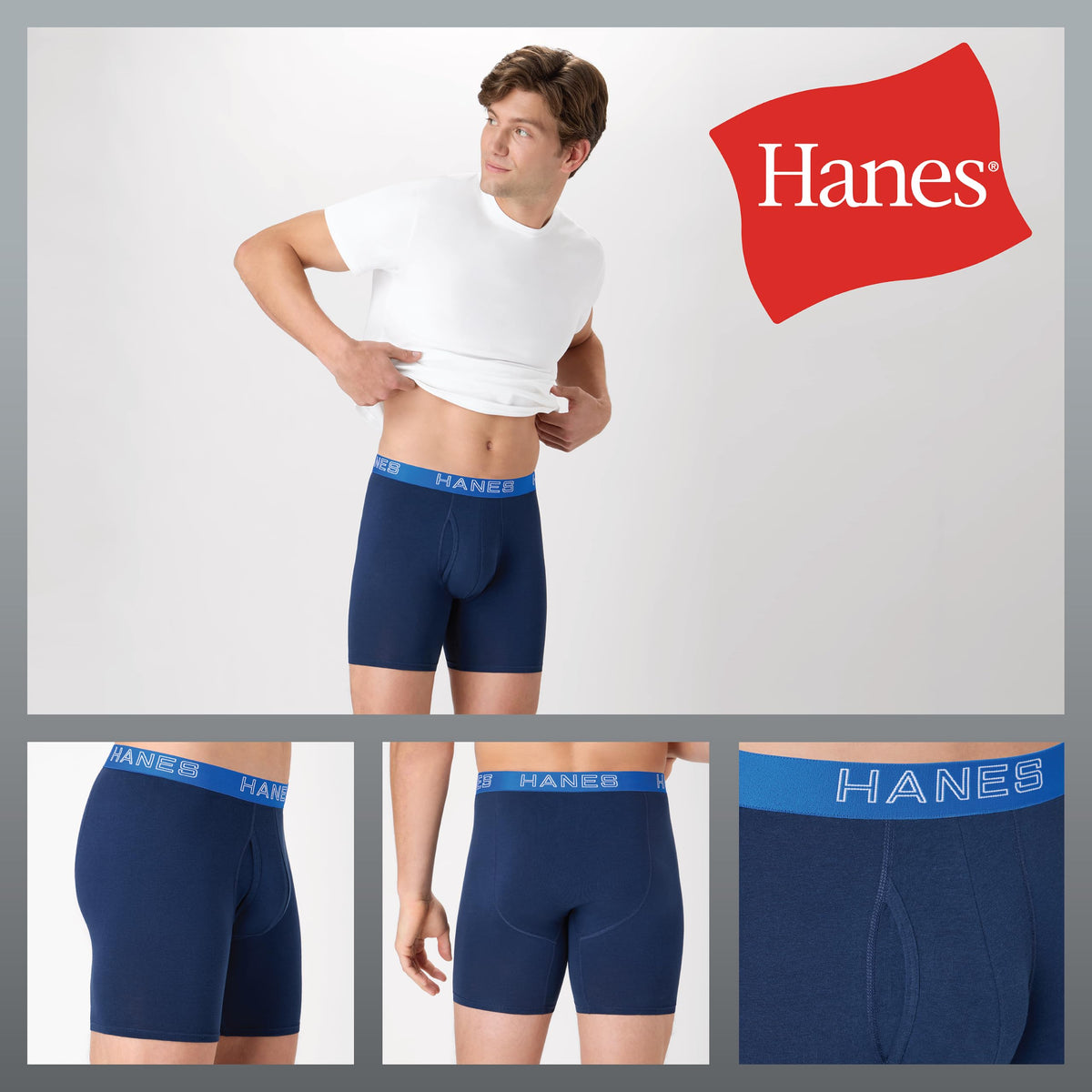 Hanes Men's Boxer Brief Underwear Pack, Stretch Cotton Boxer Briefs for Men, Moisture-wicking, 6-pack