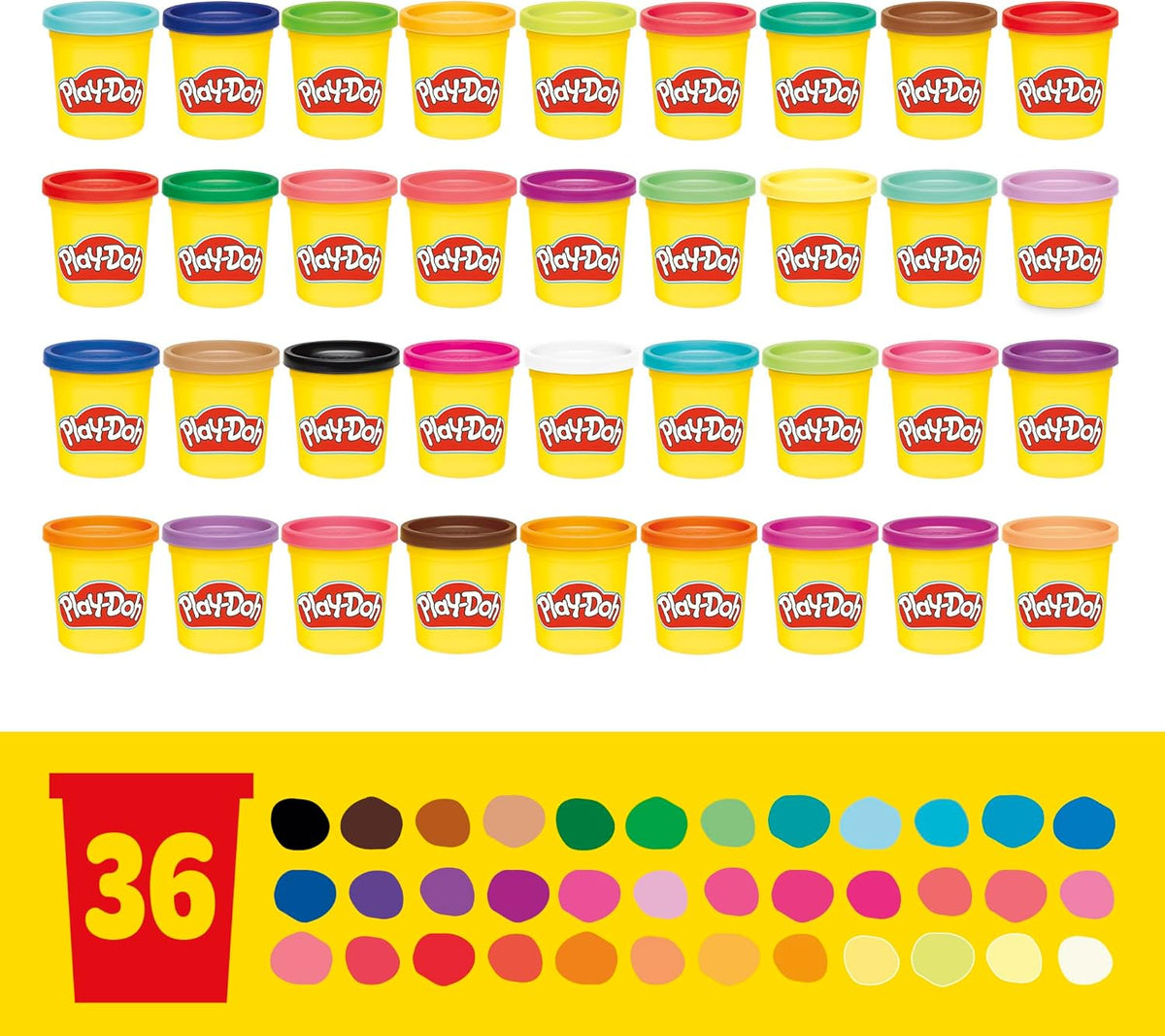 Play-Doh Knete, 36er-Pack Farben-Set, ungiftig, 3-Unzen-Dosen in verschiedenen Farben, Schulbedarf, Spielzeug für Vorschulkinder, ab 2 Jahren (Amazon Exklusiv)