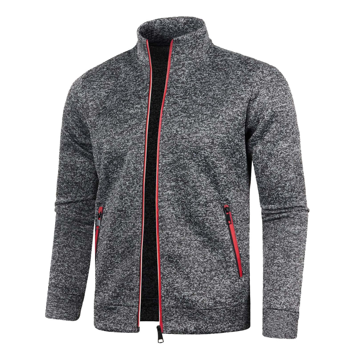 Generisch Sweatjacke Herren Ohne Kapuze Cardigan Mit Reißverschluss Langarm Janker Stehkragen Pullover Casual Warme Herbst/Winterjacke Klassischer Strickweste Trachtenjacke Freizeitjacke