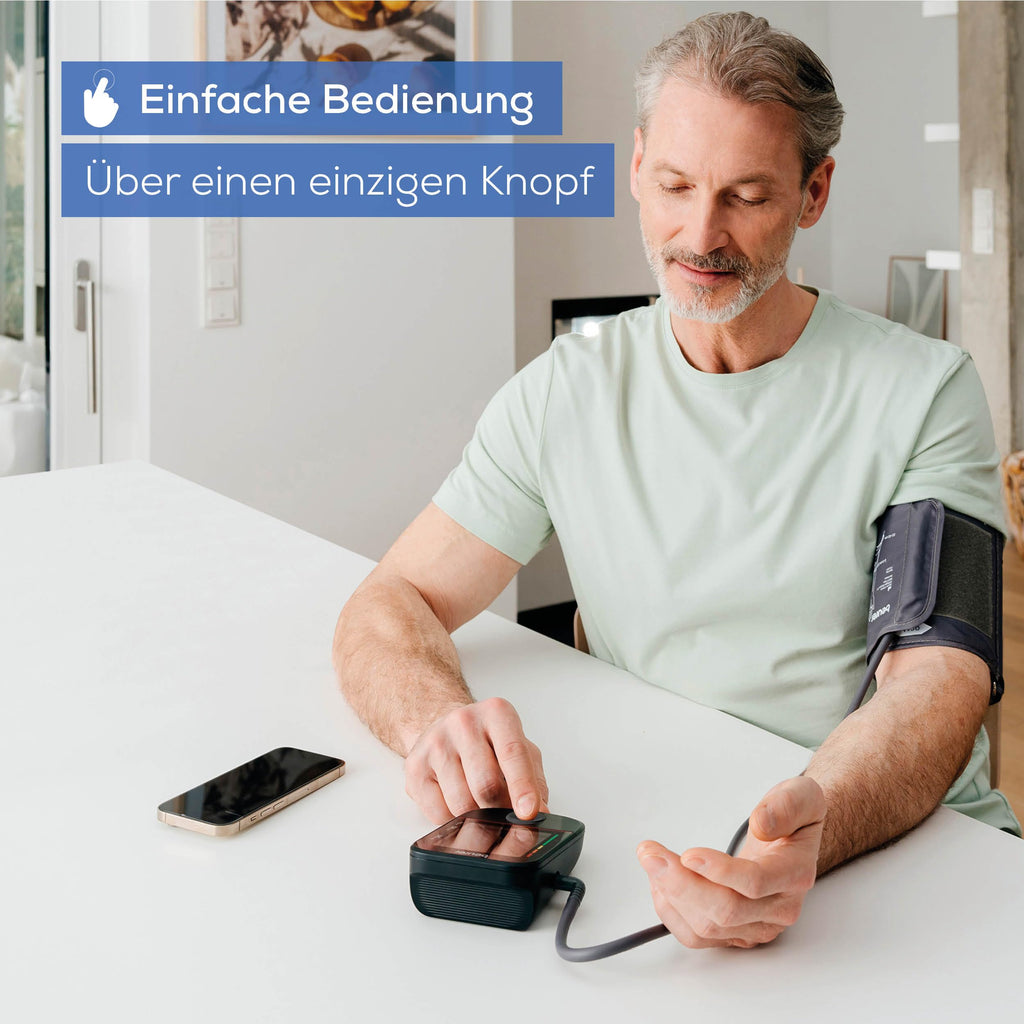 Beurer BM 27 Oberarm-Blutdruckmessgerät mit Manschettensitzkontrolle, klinisch validiert, Manschette für 22-42 cm, Risikoindikator, Arrhythmie-Erkennung, Datenübertragung zu Apple Health und co.