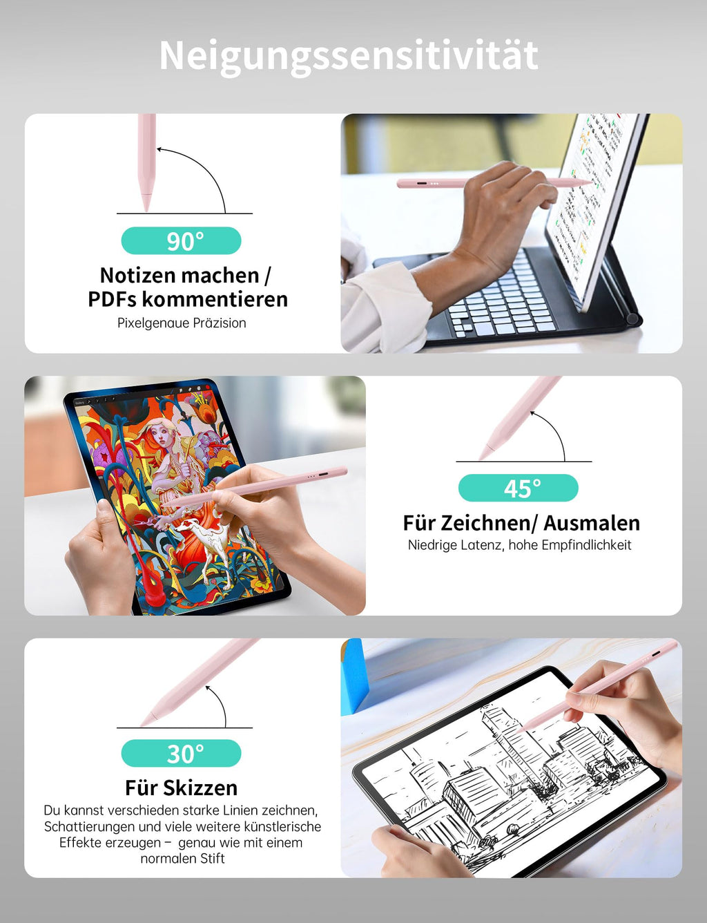 MEKO Stift für Apple iPad 2018–2026, Weiß, 35 Stunden Akkulaufzeit