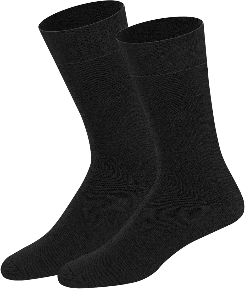 SOXCO Lot de 12 paires de chaussettes homme | Chaussettes habillées mi-mollet riches en coton | Tissu respirant idéales pour le travail et le quotidien | Noir, Blanc, Gris, Bleu Marine