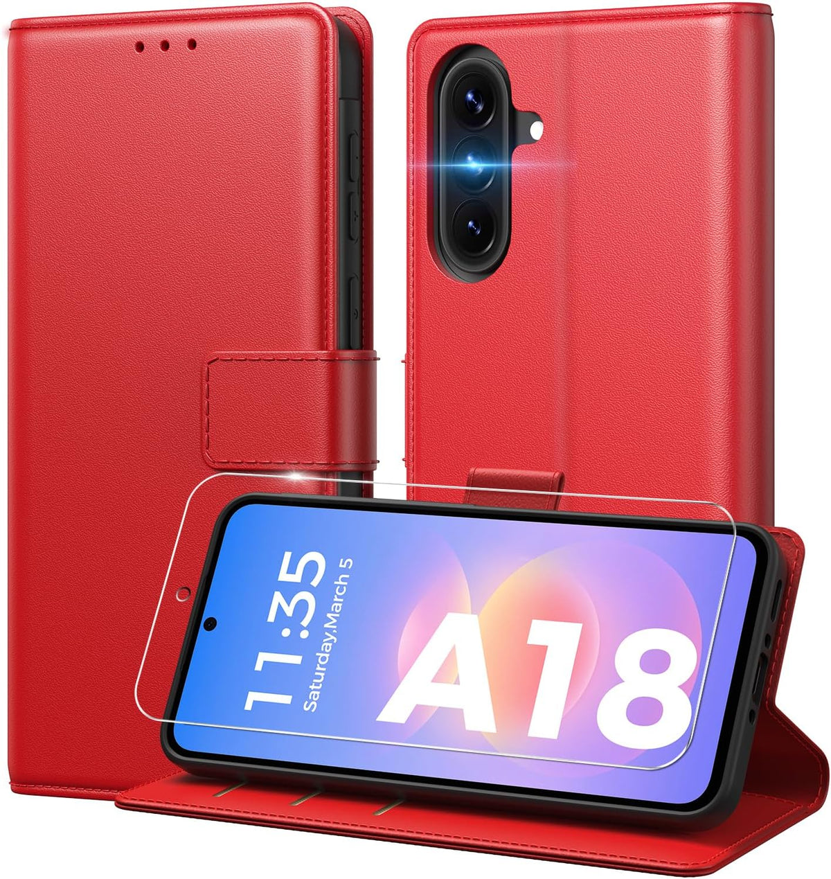 Peakally Handyhülle für Samsung Galaxy A17 5G Hülle [Mit 1 Stück Panzer Schutz Glas] [Premium PU Leder] [RFID-Blockierung] [Kartenfach] Klapphülle kompatibel mit Galaxy A17 5G / 4G - Grün