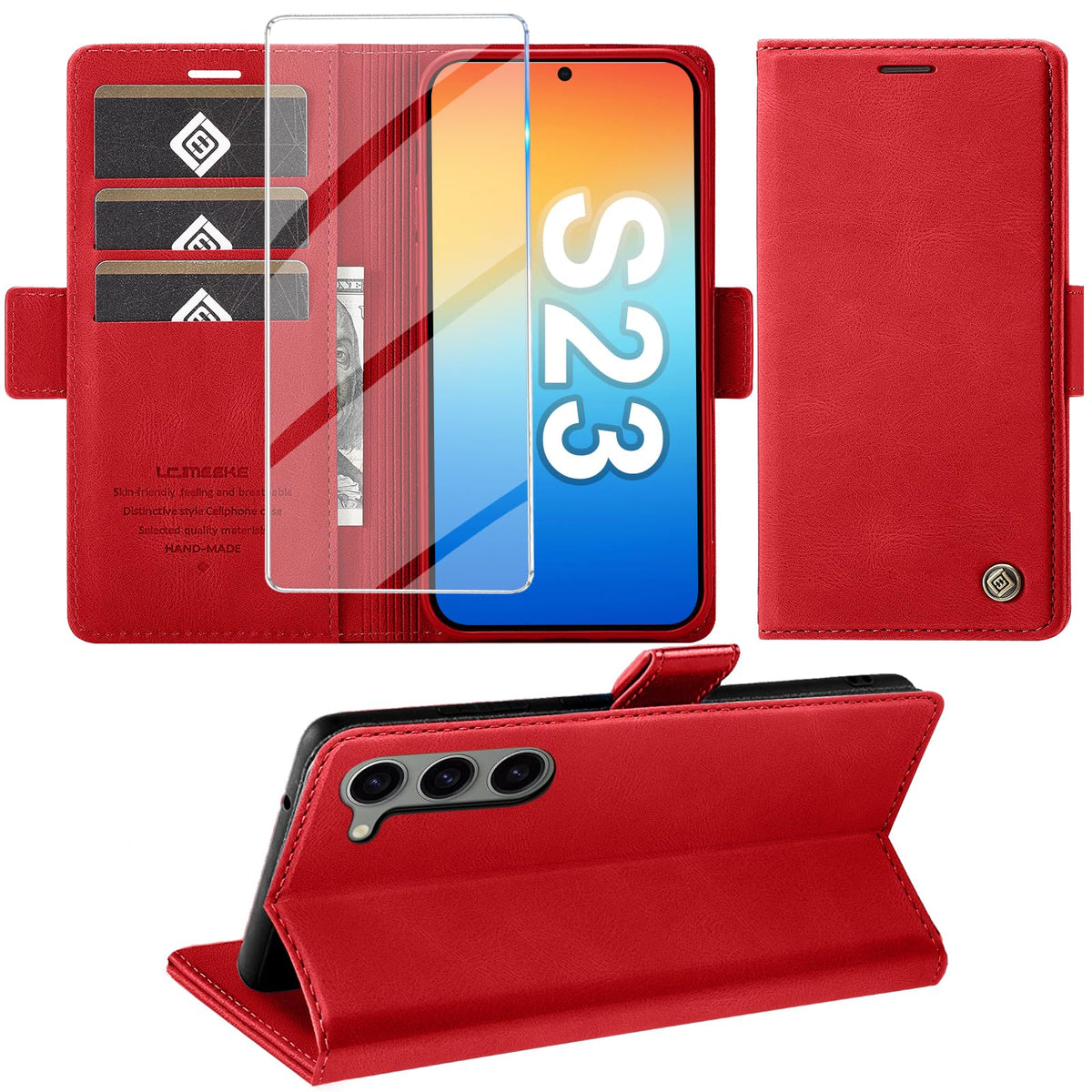 Giyer Handyhülle für Samsung Galaxy S24 5G Hülle mit Schutzfolie, Schutzhülle Galaxy S24 5G PU-Leder Wallet Flip Case Standfunktion Kartenfach Klapphülle für Samsung S24 5G Full Cover (Grün)