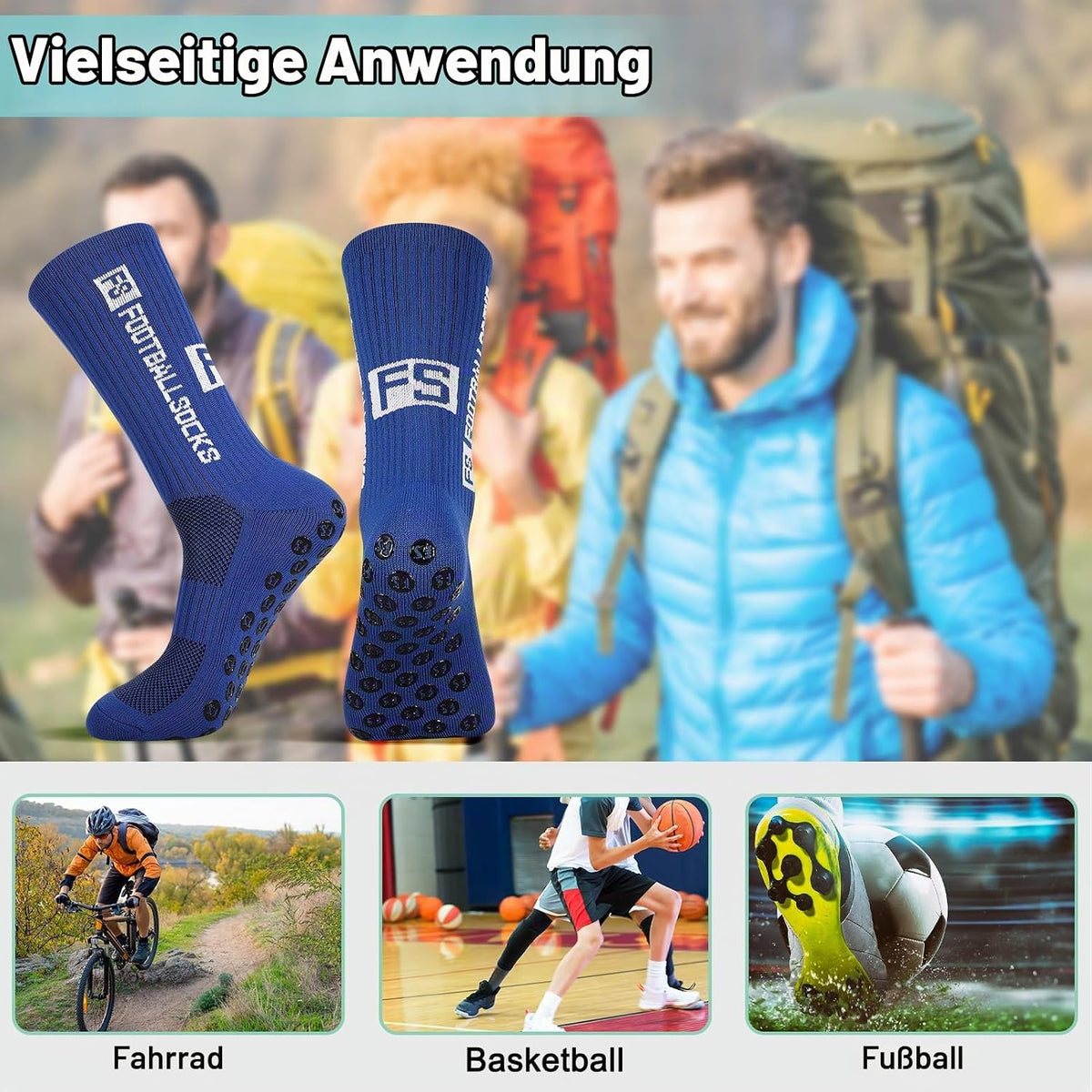 FANTESI 3 Paare Fußballsocken für Herren Damen,Sportsocken Fußball