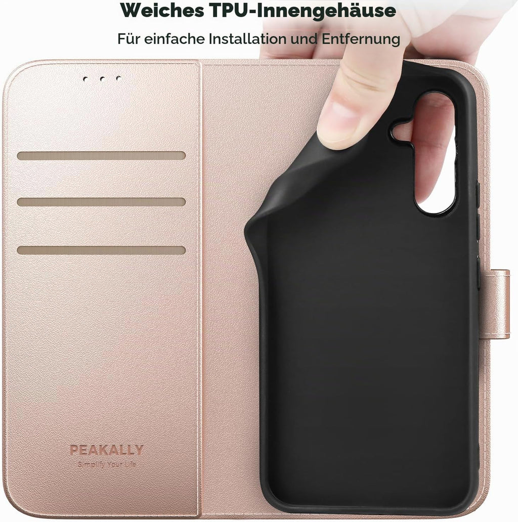 Peakally Handyhülle für Samsung Galaxy A17 5G Hülle [Mit 1 Stück Panzer Schutz Glas] [Premium PU Leder] [RFID-Blockierung] [Kartenfach] Klapphülle kompatibel mit Galaxy A17 5G / 4G - Grün
