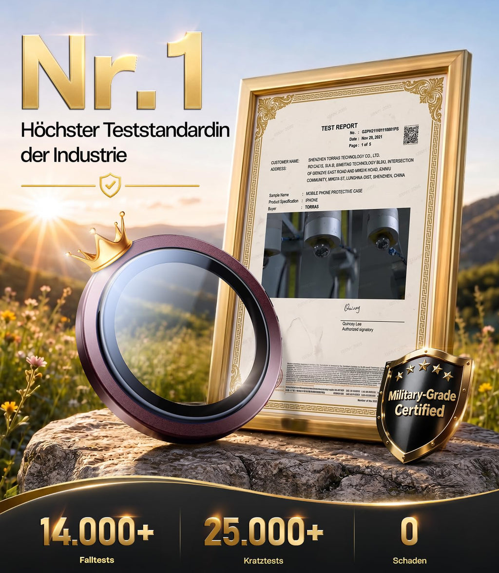 TORRAS für iPhone 18 Pro 9H+ Kratzfest Kameraschutz HD-Klares, Grau
